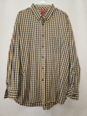Arrow Yellow and Blue Plaid Cotton Button Down Shirt
